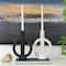 CosmoLiving by Cosmopolitan 10" Black & White Ceramic Geometric Ring Taper Candle Holder Set